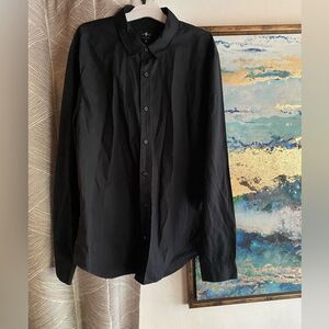 7 for all mankind Men's black long sleeve shirt size Large 100% cotton